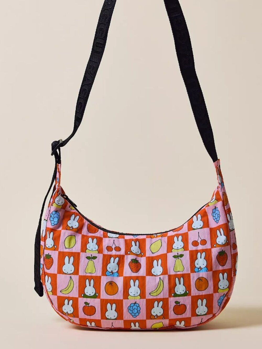 NWT Baggu Medium Crescent Bag - Checkered Fruit Miffy